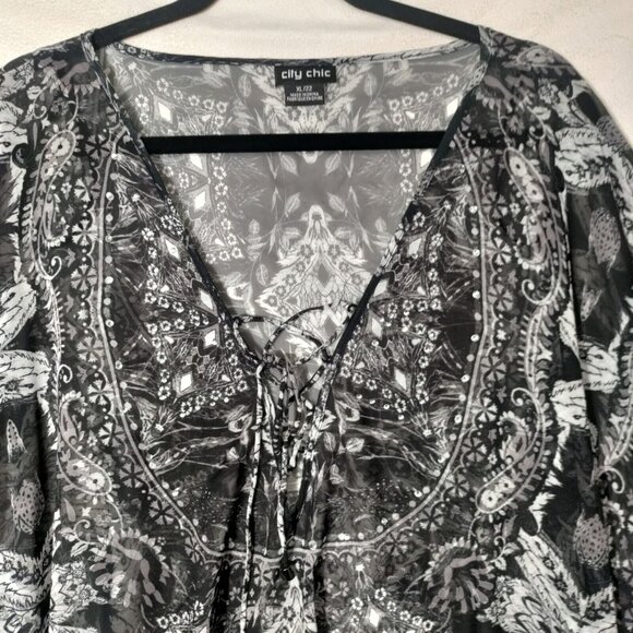 City‎ Chic Semi Shear Kaftan Cover Up Plus Size 22 - Picture 5 of 6